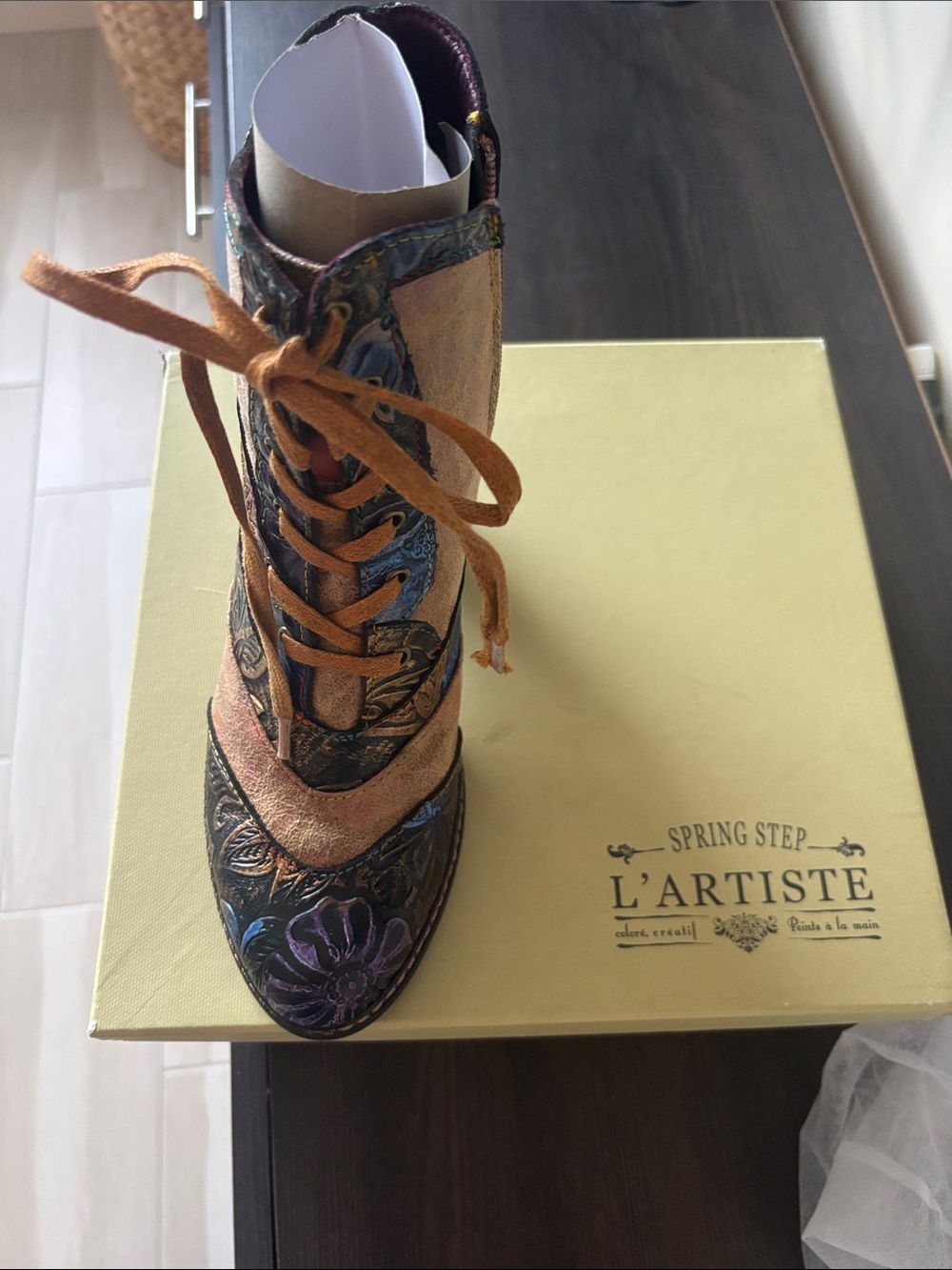 L'Artiste by Spring Step Multicolor Floral Lace-Up Ankle Boot